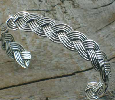Native American Jewelry /Sterling Silver Braided Bracelet-sz 6.75